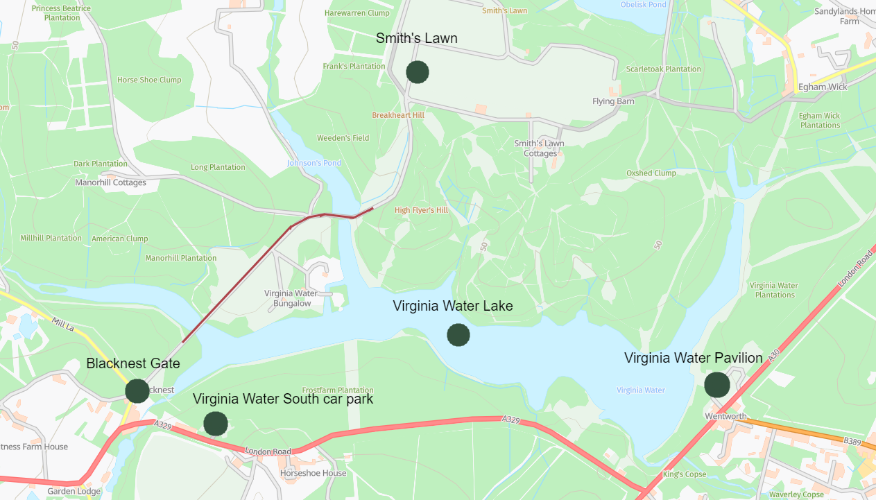A map of the Virginia Wate Lake closure