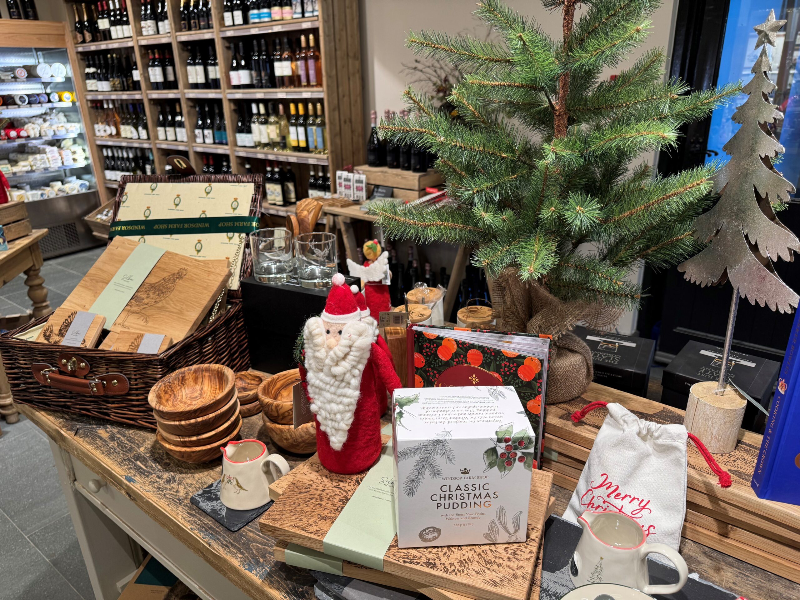 Christmas display with Christmas Pudding.