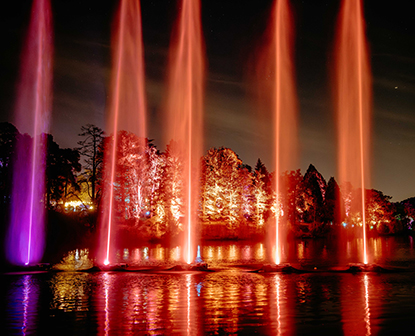 Windsor Illuminated water fountains and lights of dazzling colours.