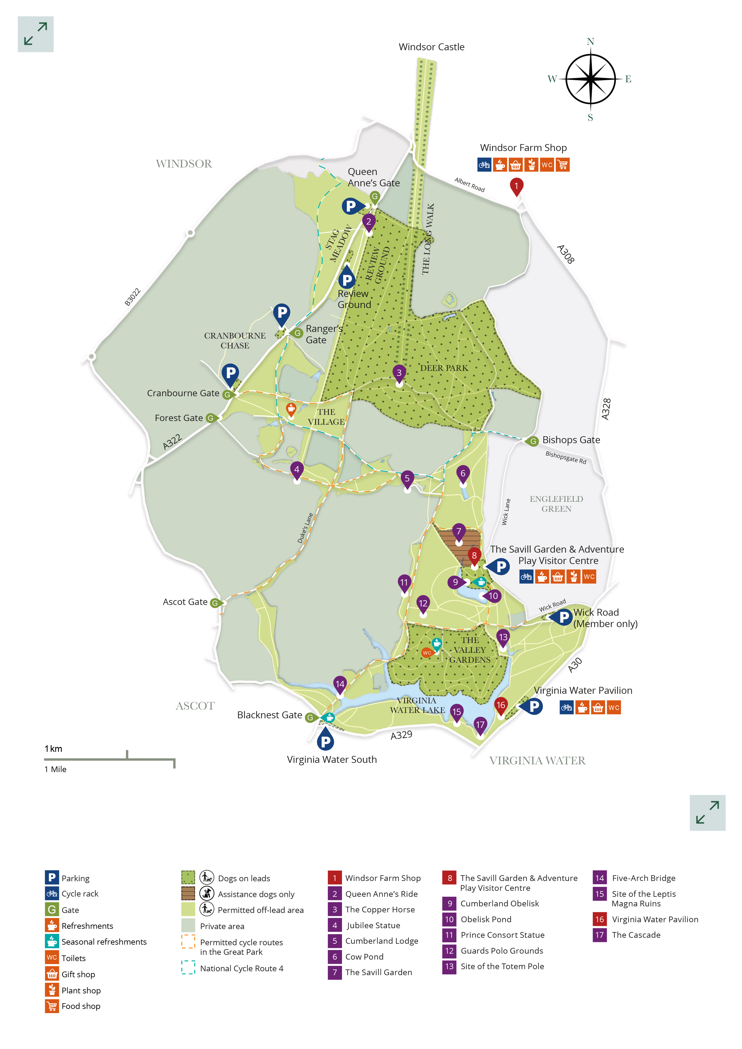 Map of Windsor Great Park.